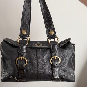 Vintage Coach Chelsea Black Pebbled Leather Satchel Handbag #10953